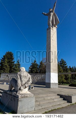 SHUMEN, BULGARIA - APRIL 10, 2017:  Monument from communist period in city of Shumen, Bulgaria