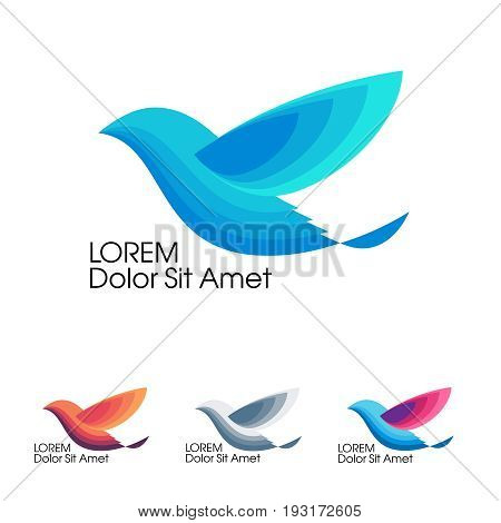 Bird in flight, trendy minimalistic template design for logos, emblems, symbols