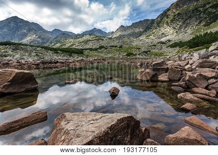 Amazing Panoramic view of Musalenski lakes and Musala peak, Rila mountain, Bulgaria