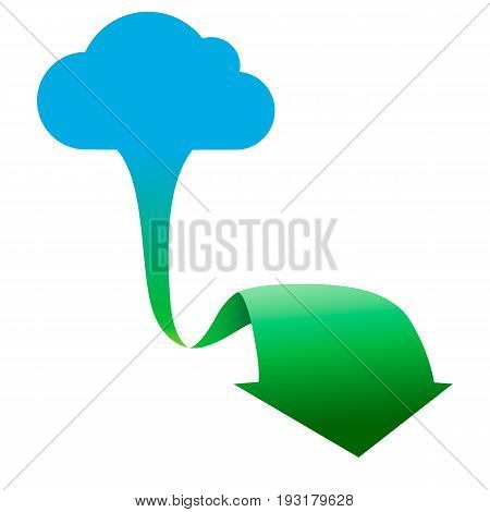 cloud download 3D on white background. Vector illustration