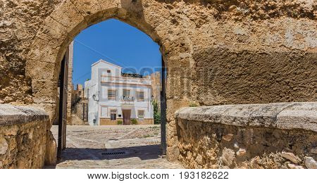 Panorama Of The Entrance Gate To The Castle Square In Bunol