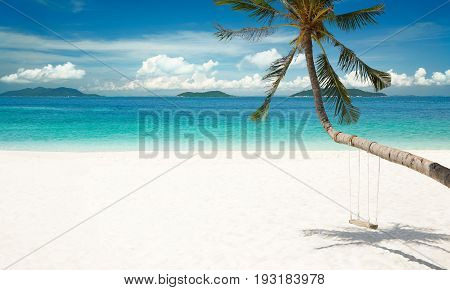 Rawa Beach in sunny day world famous destination beautiful weather and idyllic tropical island .