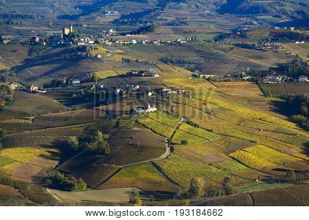 Colorful Autumn Hills Of Langa Piedmont Italy
