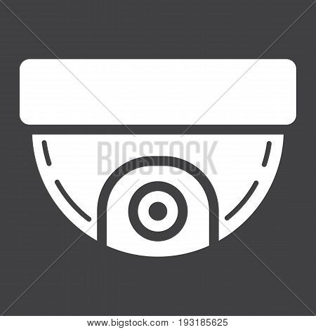 Surveillance camera solid icon, cctv and security, device vector graphics, a glyph pattern on a black background, eps 10.