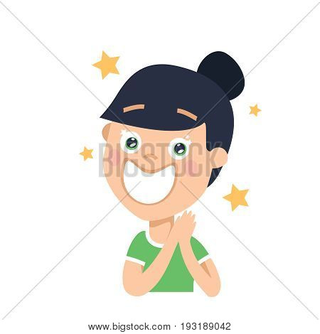 A Housewife Has Happy Facial Expressions Isolated. Woman Housewife Emotions.