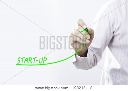 Businessman draw growing line symbolize growing Start-up