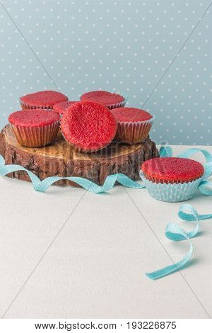Red velvet cupcakes for Valentine's Day. Delicious cupcake