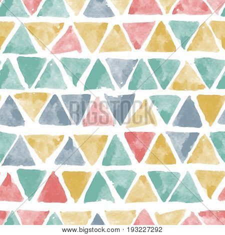 Seamless vector pattern with hand drawn watercolor triangles. Vector seamless background.Naive background with spots.