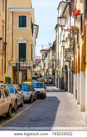 PADOVA, ITALY - June, 22, 2017: street in a center of Padova, Italy