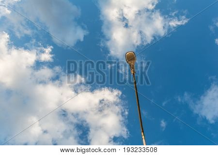 Street Lamp On Blue Sky Background