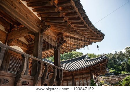Yongin City, South Korea - June 29, 2017:  Beautiful Traditional Architecture. Photo Taken On June 2