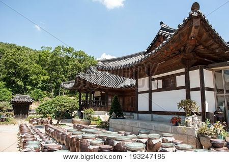 Yongin City, South Korea - June 29, 2017:  Beautiful Traditional Architecture. Photo Taken On June 2