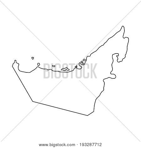 The United Arab Emirates map of black contour curves of vector illustration