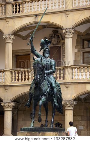 Monument of count Eberhard I in the courtyard of the Old Castle (10th century) in Stuttgart