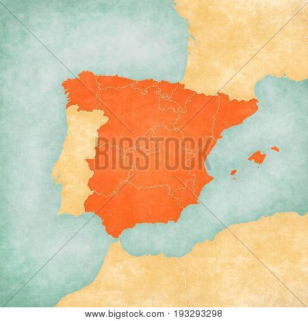 Map Of Iberian Peninsula - Spain (inner Borders)