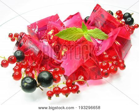 red marmalade dessert jelly with black currant and mint