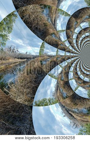 Okefenokee swamp in Georgia through kaleidoscopic view