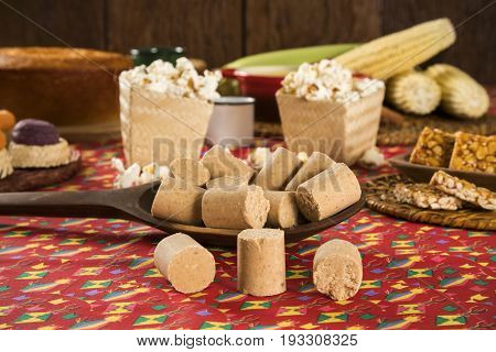 Pacoca - Brazilian Candy Of Ground Peanut Of Festivity Festa Junina Decoration.