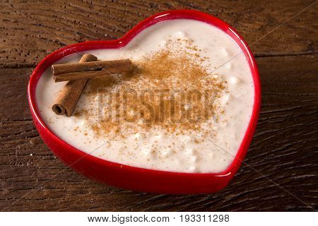 Brazilian Dessert Sweet Canjica Of White Corn With Pacoca Sweet In Bowl And Towel. Festa Junina Part