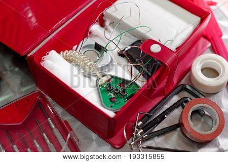 Close up shot of improvised explosive handmade device bomb.