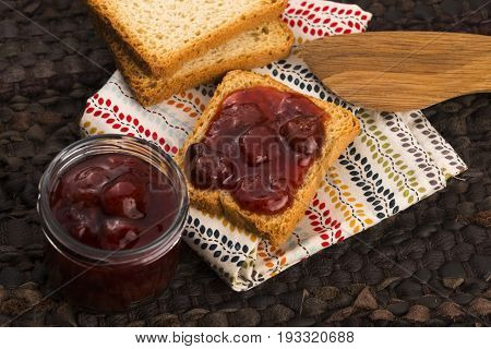 Breakfast Of Cherry Jam On Toast
