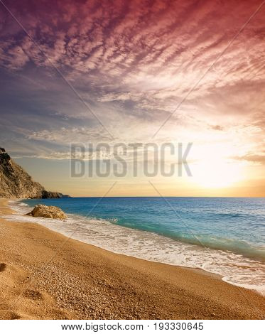 Egremni beach at Lefkada, Ionion sea, Greece     