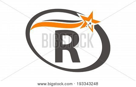 This image describe about Star Swoosh Letter R