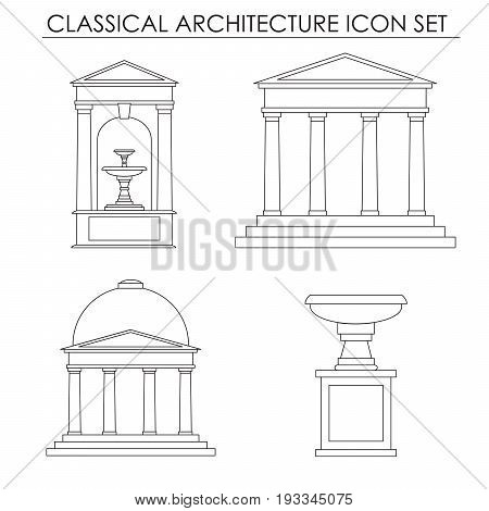 Vector collection of classical small architectural forms isolated on a background. Vector template for business card and banner.