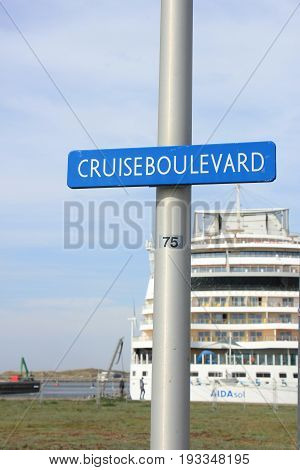 IJmuiden the Netherlands - April 30th 2017: Aida Sol docked at the Felison Cruise Terminal