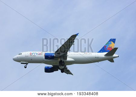 Amsterdam the Netherlands - May 6th 2017: D-ABDB Small Planet Airlines Germany Airbus A320 takeoff from Polderbaan runway Amsterdam Schiphol Airport