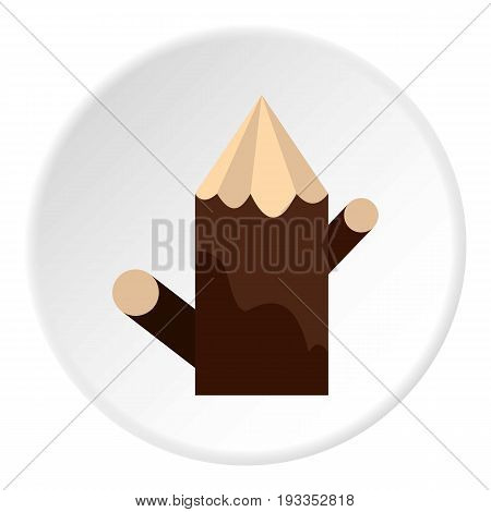 Pointed woden stump icon in flat circle isolated on white vector illustration for web
