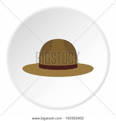 Hat of ficer of the canadian equestrian cavalry icon in flat circle isolated on white vector illustration for web