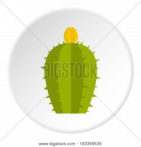 Green Cereus Candicans cactus icon in flat circle isolated on white vector illustration for web