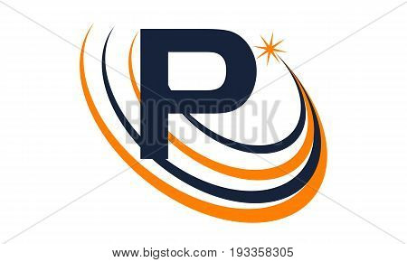 This image describe about Star Swoosh Letter P