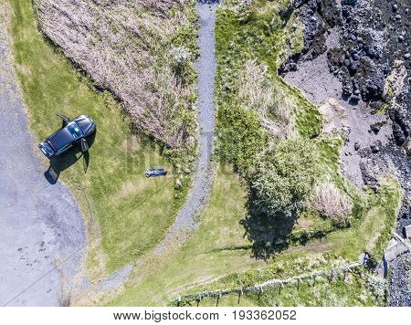 Aerial view of the coast between Gallanach and Oban, Argyll, Scotland