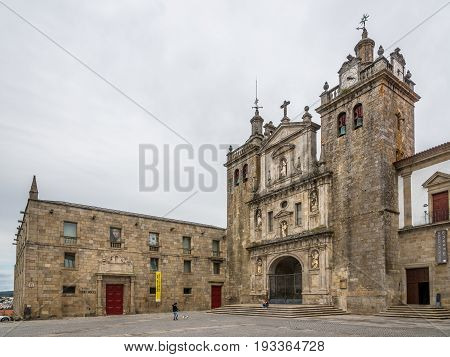 VISEU,PORTUGAL - MAY 15,2017 - View at the Cathedral and Cloister building in Viseu. The origins of the city of Viseu date back to the Celtic period.