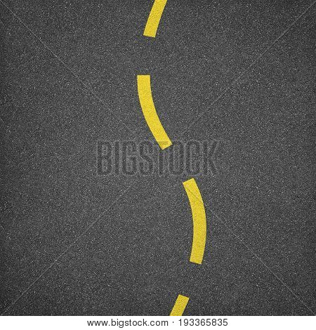 Asphalt texture background with one yellow line