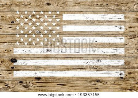 Grunge USA flag painted over wood background