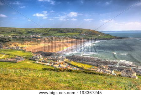 Croyde beach Devon England UK in colourful hdr