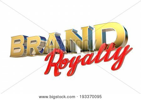 3d rendering of word Brand Royalty isolated on white background with clipping paths.