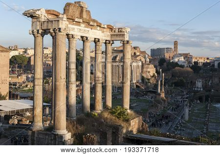 Temple of Saturn, in the Roman Forum, Rome, Italy