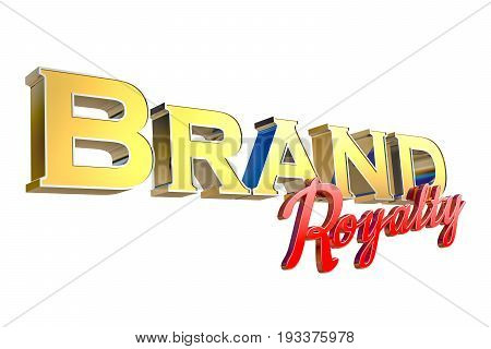 3d rendering of word Brand Royalty isolated on white background with clipping paths.