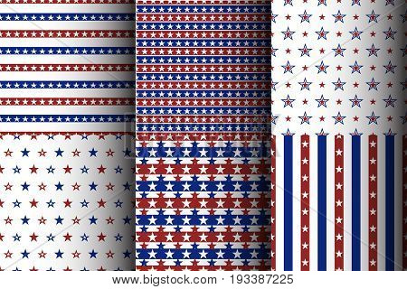 Set of american seamless starry patterns. Stock vector