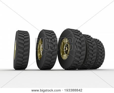 3D Rendering Truck Tires Concept. 3D Rendedred Illustration