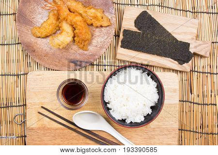 Tempura (Shrimp) with rice / Cooking Tempura concept
