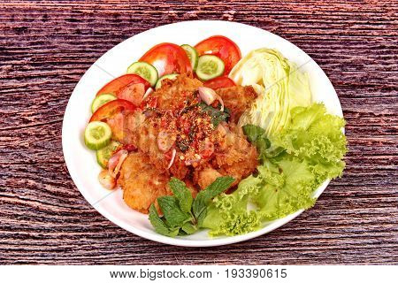 Spicy Crispy Deep-fried Chicken Salad.