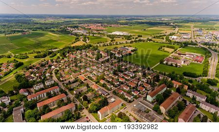 Aerial view of Memmingen city in Bavaria. Germany.