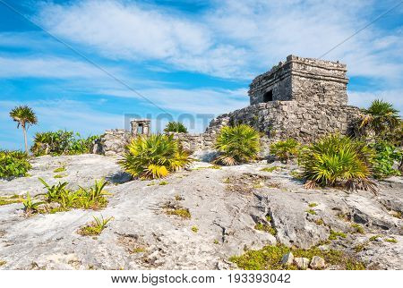 Tulum Mexico the Wind Temple of the Mayan city archaeological site