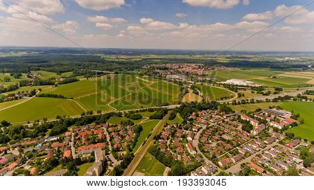 Aerial view of Memmingen city in Bavaria. Germany.