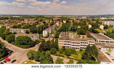 Aerial view of Memmingen city in Bavaria. Germany.